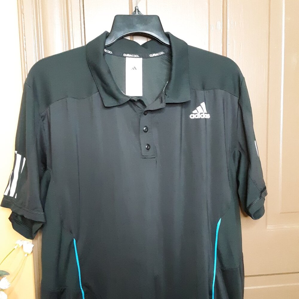 Adidas Men's Performance Black Blue Polo Shirt size 2XL